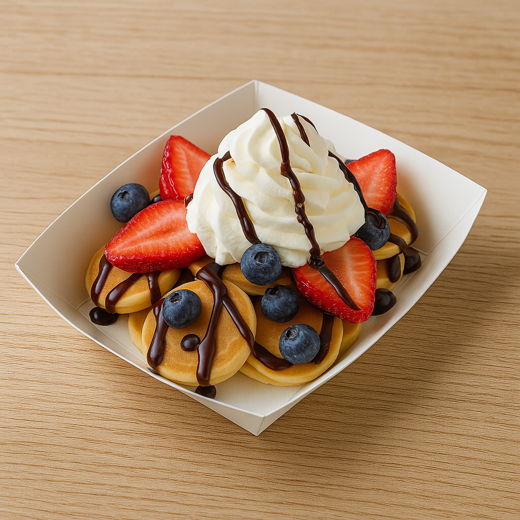 demo_the_guzzle_hut_mini_pancakes_strawberries_blueberries_cream_chocolate_syrup